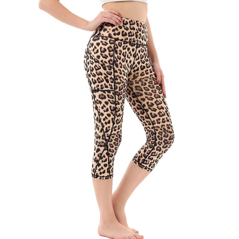 Women's high-waisted yoga tights with tummy-control pockets (opaque), running and fitness tights